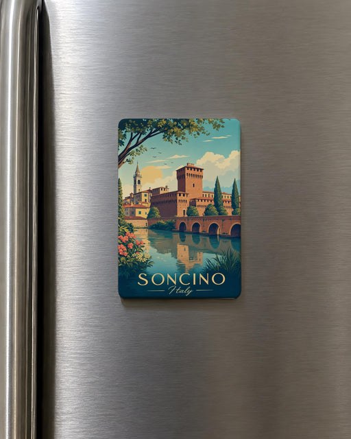 Soncino Italy Fridge Magnet, Soncino Travel Souvenir, Italian Town Landmark Magnet, Lombardy Italy Keepsake Magnet