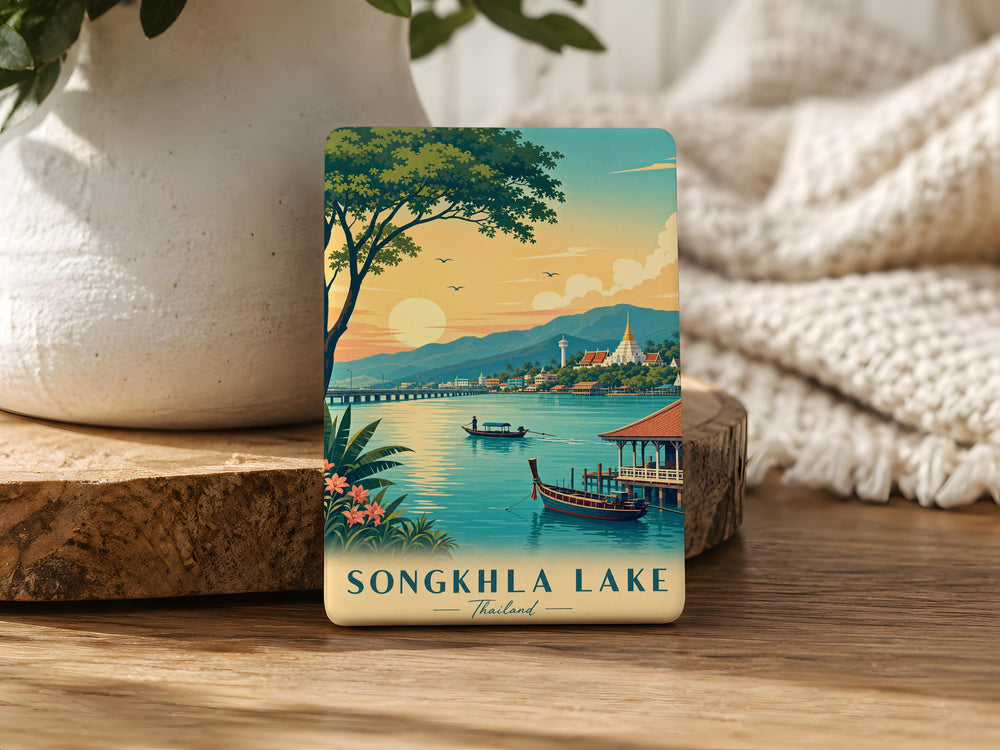 Songkhla Lake Fridge Magnet, Thailand Souvenir Magnet, Songkhla Travel Gift, Lake Landmark Keepsake Magnet