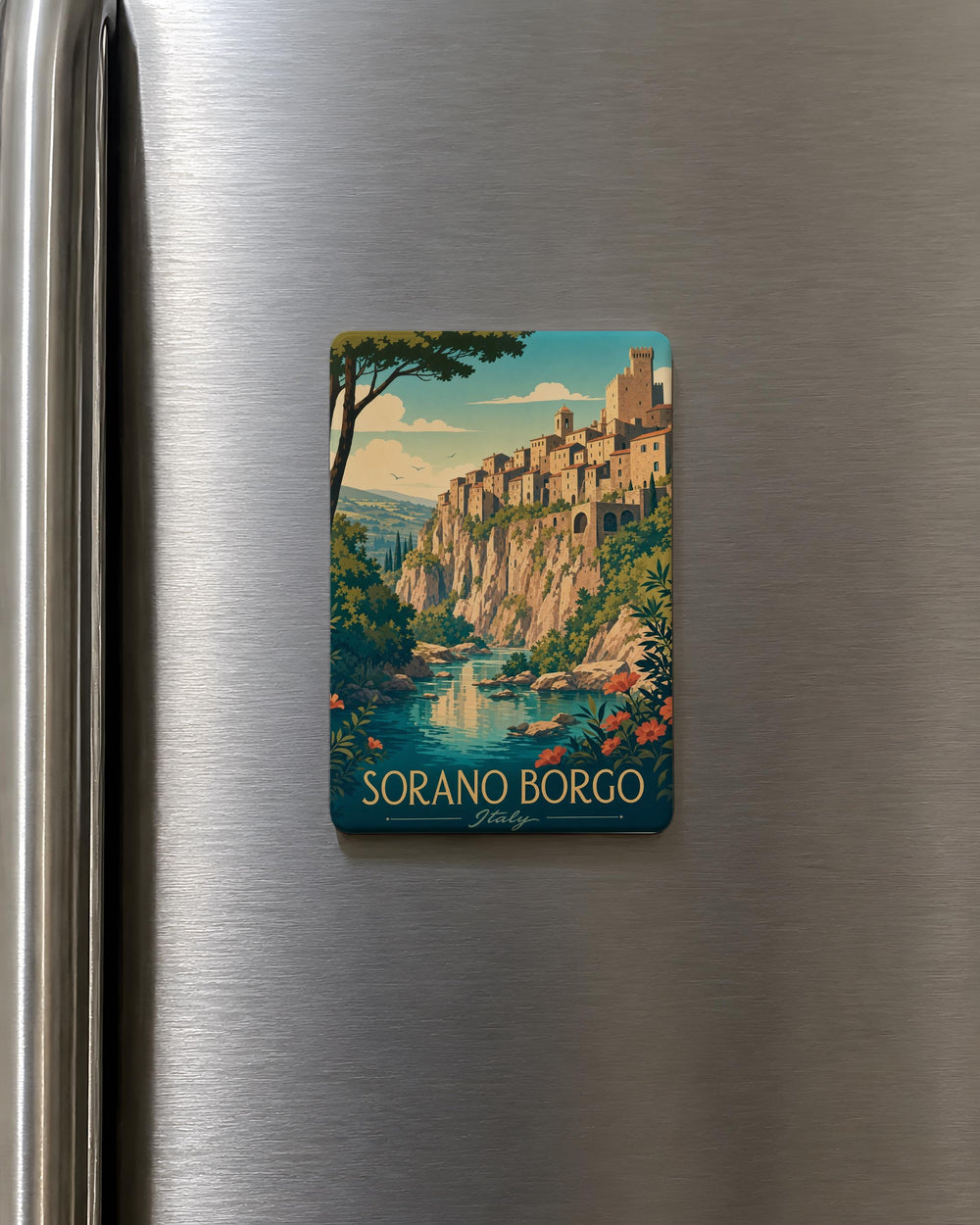 Sorano Borgo Fridge Magnet, Italian Hilltop Village Souvenir Magnet, Tuscany Medieval Town Travel Gift