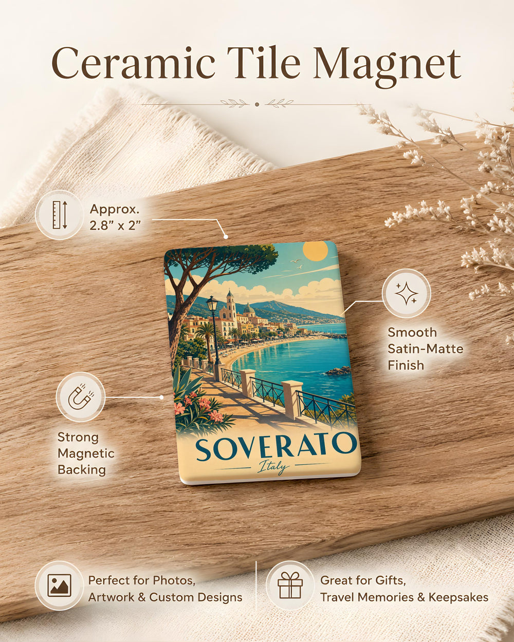Soverato Italy Fridge Magnet, Calabria Souvenir Magnet, Soverato Travel Gift, Italian Coastal Town Keepsake Magnet