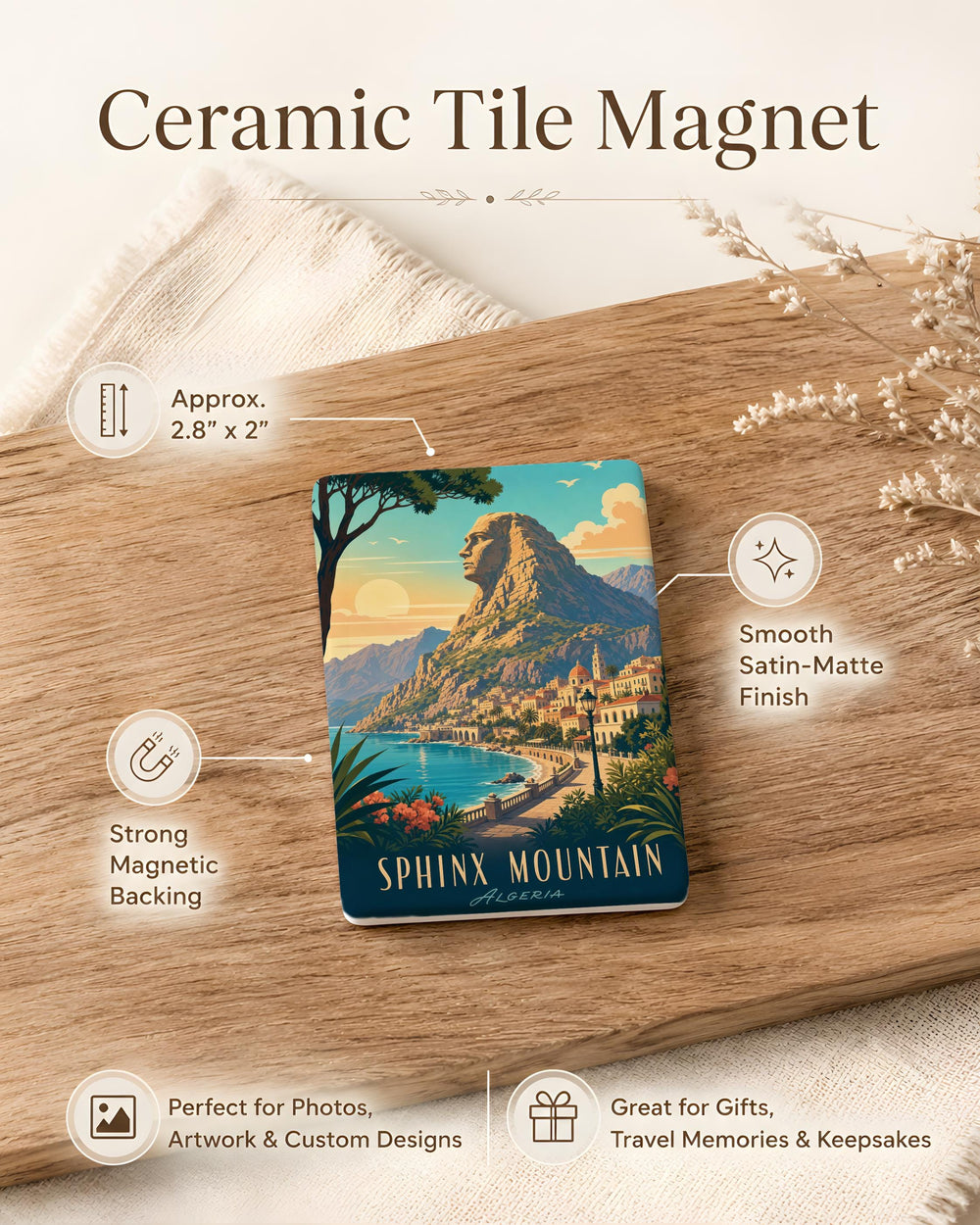 Sphinx Mountain Fridge Magnet, Sphinx Peak Landscape Souvenir, Mountain Nature Travel Gift, Outdoor Adventure Kitchen Magnet