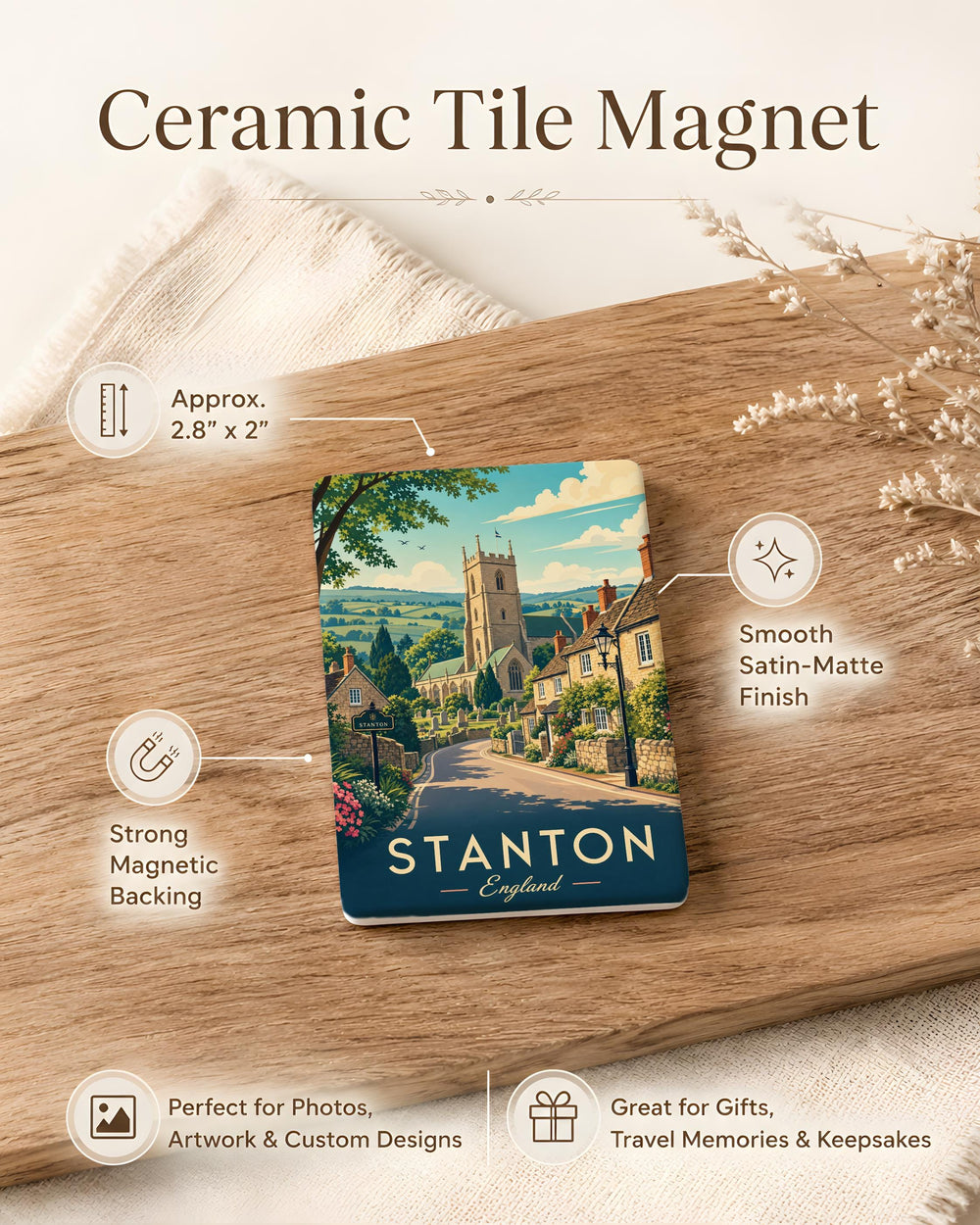 Stanton England Fridge Magnet, Stanton Village Souvenir Magnet, England Travel Keepsake Refrigerator Magnet