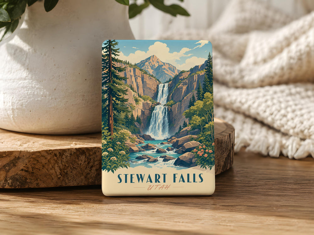 Stewart Falls Fridge Magnet, Waterfall Nature Souvenir, Utah Hiking Landmark Magnet, Scenic Mountain Trail Keepsake