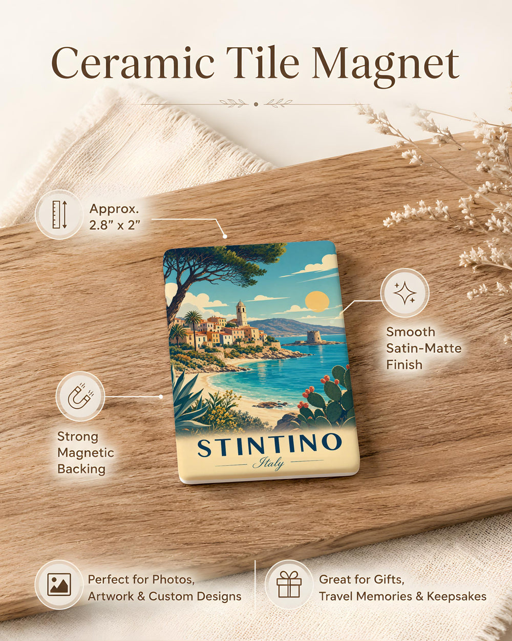 Stintino Italy Fridge Magnet, Sardinia Souvenir Magnet, La Pelosa Beach Travel Keepsake, Coastal Town Vacation Gift