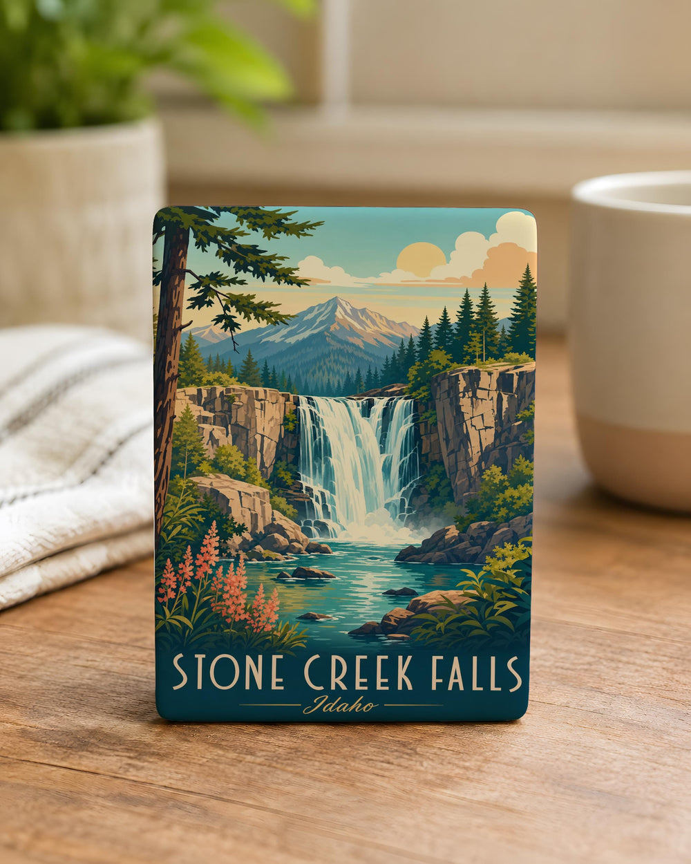 Stone Creek Falls Fridge Magnet, Waterfall Nature Souvenir, Scenic Hiking Travel Gift, Outdoor Adventure Keepsake
