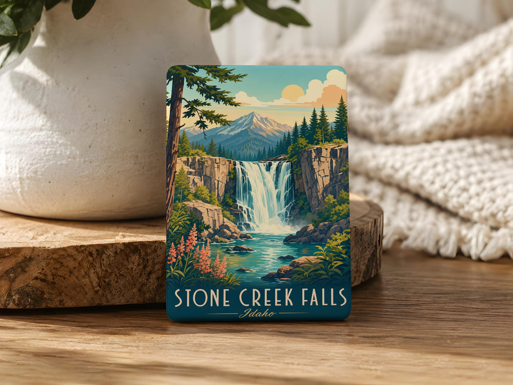 Stone Creek Falls Fridge Magnet, Waterfall Nature Souvenir, Scenic Hiking Travel Gift, Outdoor Adventure Keepsake