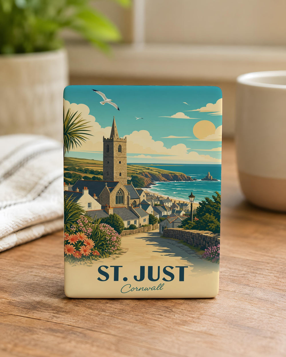 St Just Cornwall Fridge Magnet, St Just England Souvenir Magnet, Cornwall Travel Gift, UK Coastal Town Keepsake Magnet