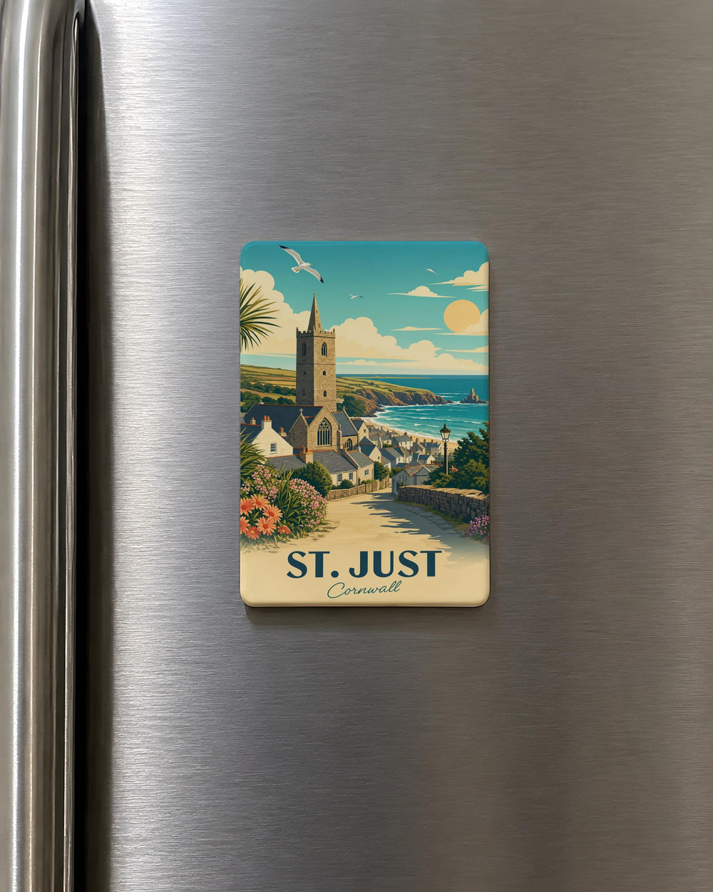 St Just Cornwall Fridge Magnet, St Just England Souvenir Magnet, Cornwall Travel Gift, UK Coastal Town Keepsake Magnet