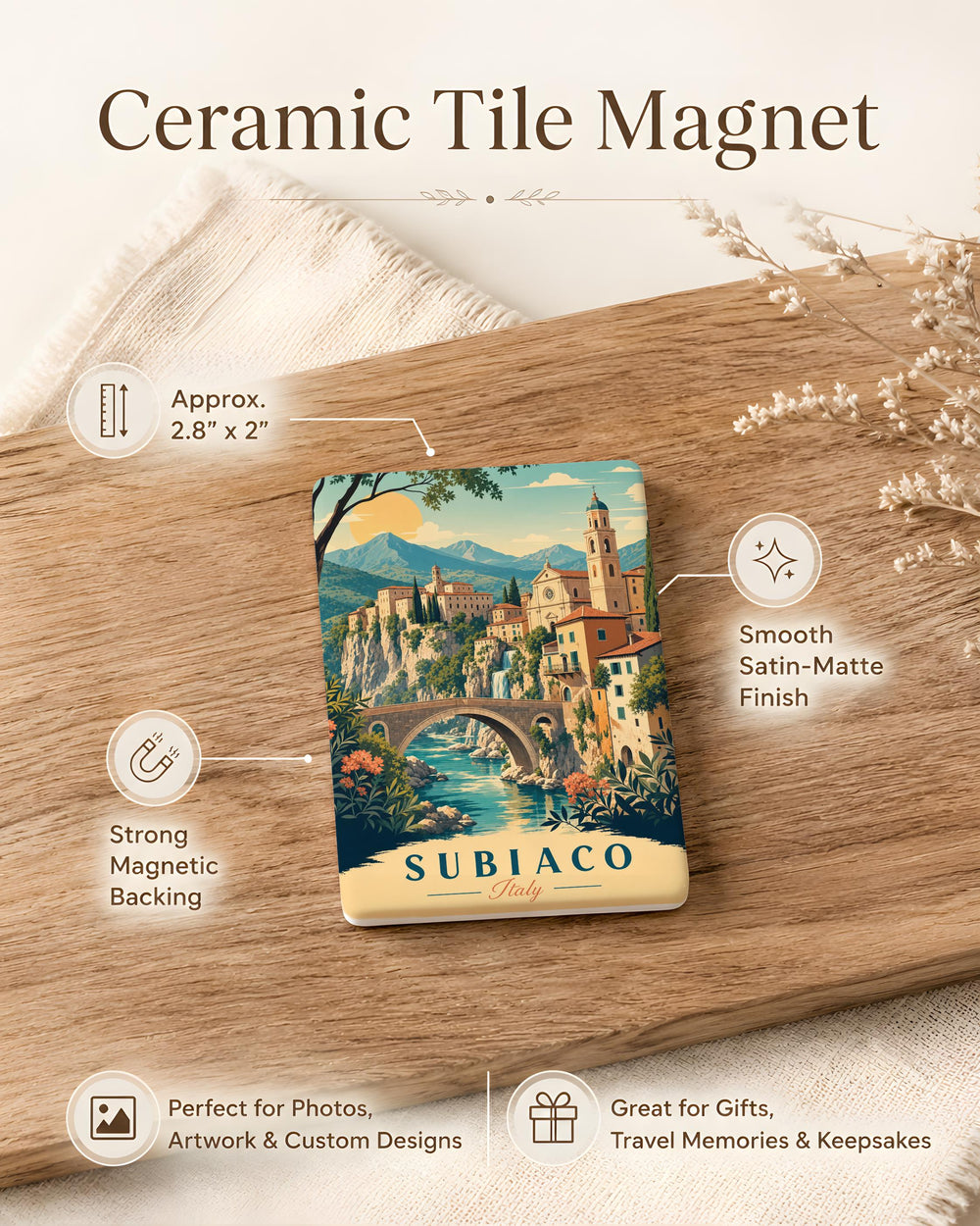 Subiaco Italy Fridge Magnet, Subiaco Souvenir Magnet, Italy Travel Gift, Lazio Landmark Keepsake, Italian Town Magnet