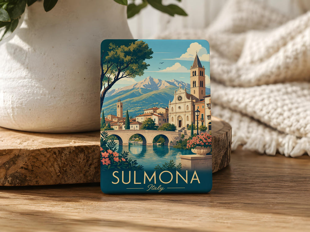 Sulmona Italy Fridge Magnet, Sulmona Travel Souvenir Magnet, Italy Vacation Keepsake, Abruzzo Italy Gift, Italian City Magnet