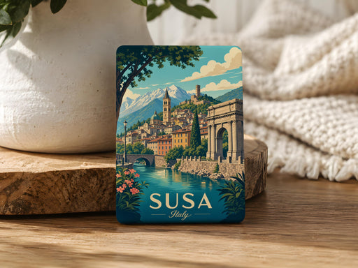 Susa Italy Fridge Magnet, Susa Travel Souvenir, Italian Alps Town Landmark Keepsake, Piemonte Italy Gift, Susa Valley Magnet