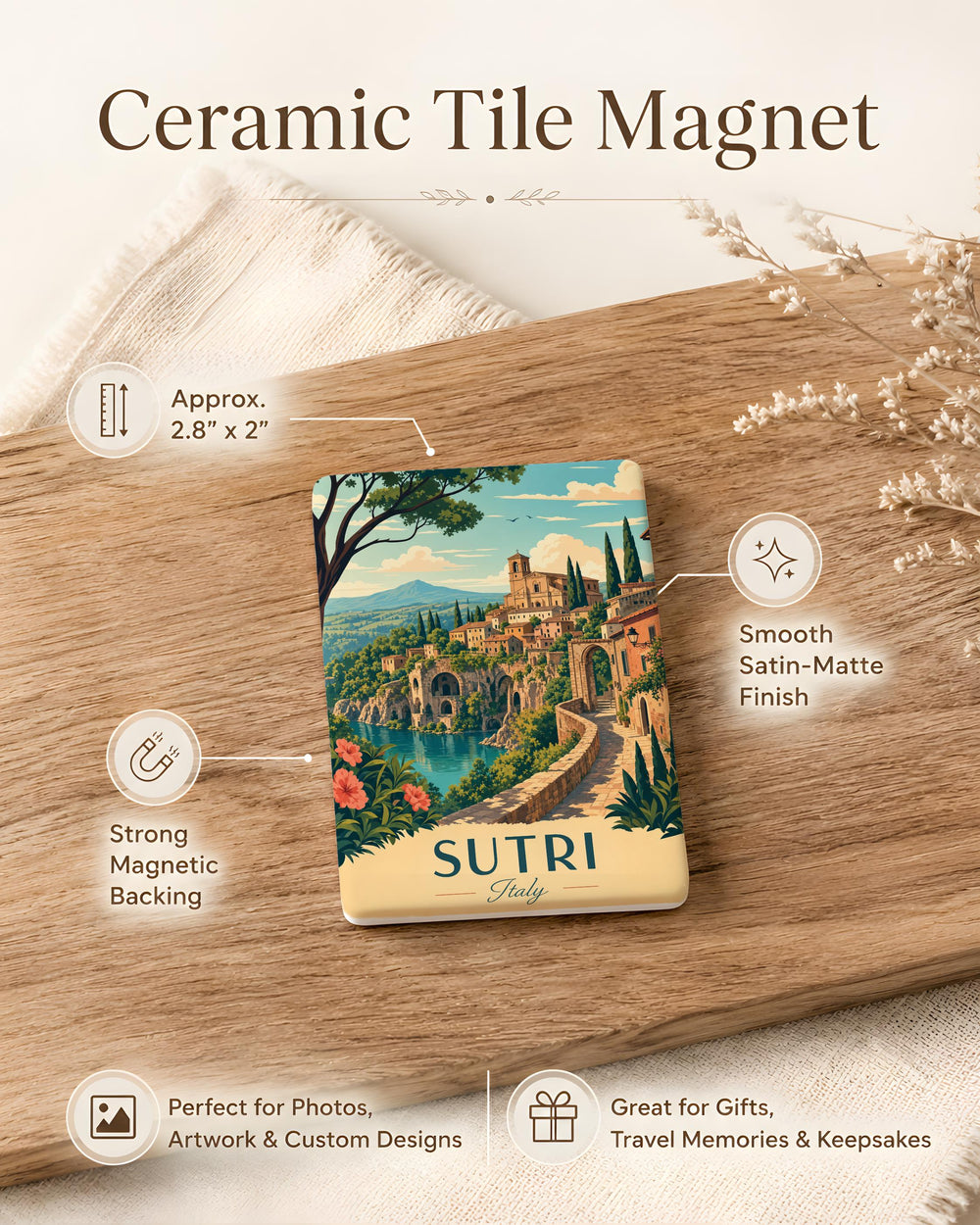 Sutri Italy Fridge Magnet, Sutri Lazio Souvenir Magnet, Historic Italian Town Travel Gift, Italy Landmark Keepsake Magnet