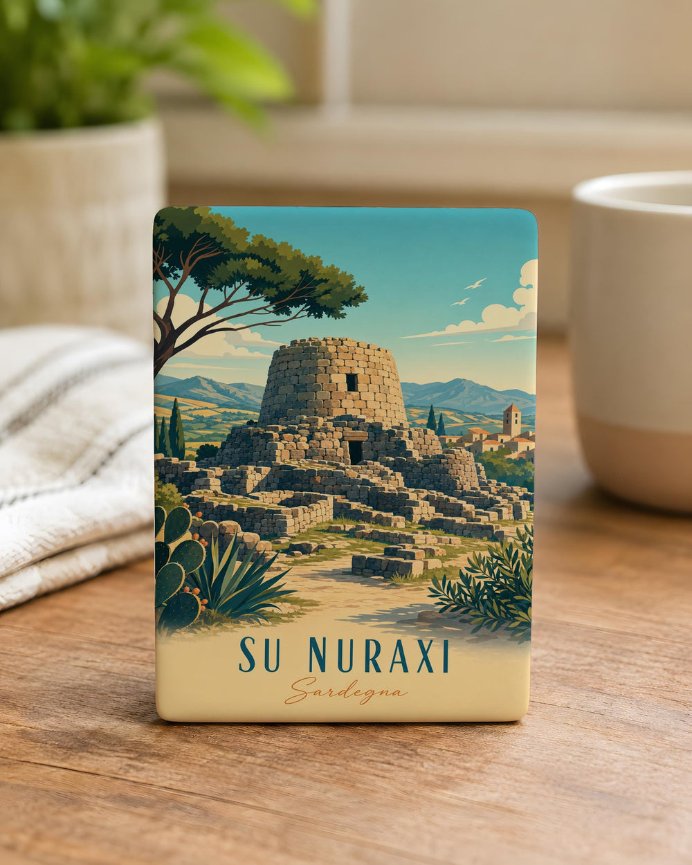Su Nuraxi Fridge Magnet, Sardinia Nuraghe Ancient Stone Fortress Landmark Souvenir Magnet