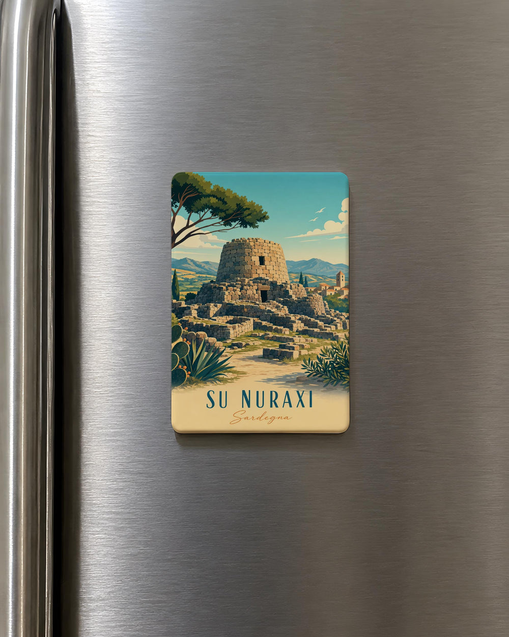Su Nuraxi Fridge Magnet, Sardinia Nuraghe Ancient Stone Fortress Landmark Souvenir Magnet