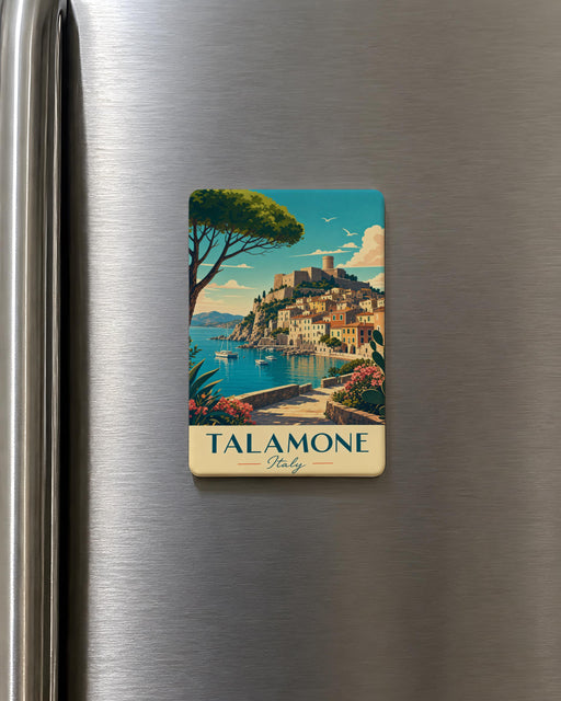 Talamone Italy Fridge Magnet, Talamone Tuscany Travel Souvenir, Coastal Town Landmark Keepsake Magnet