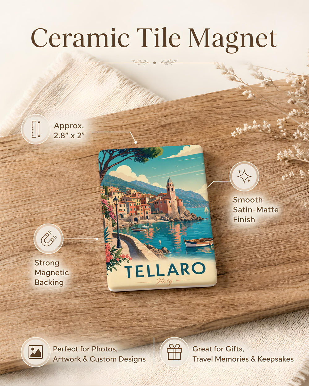 Tellaro Italy Fridge Magnet, Tellaro Village Souvenir, Italian Riviera Coastal Town Travel Keepsake Magnet