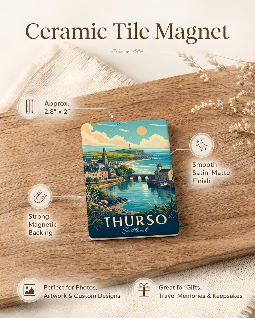 Thurso Scotland Fridge Magnet, Thurso Coastal Town Souvenir, Caithness Highlands Travel Keepsake Magnet