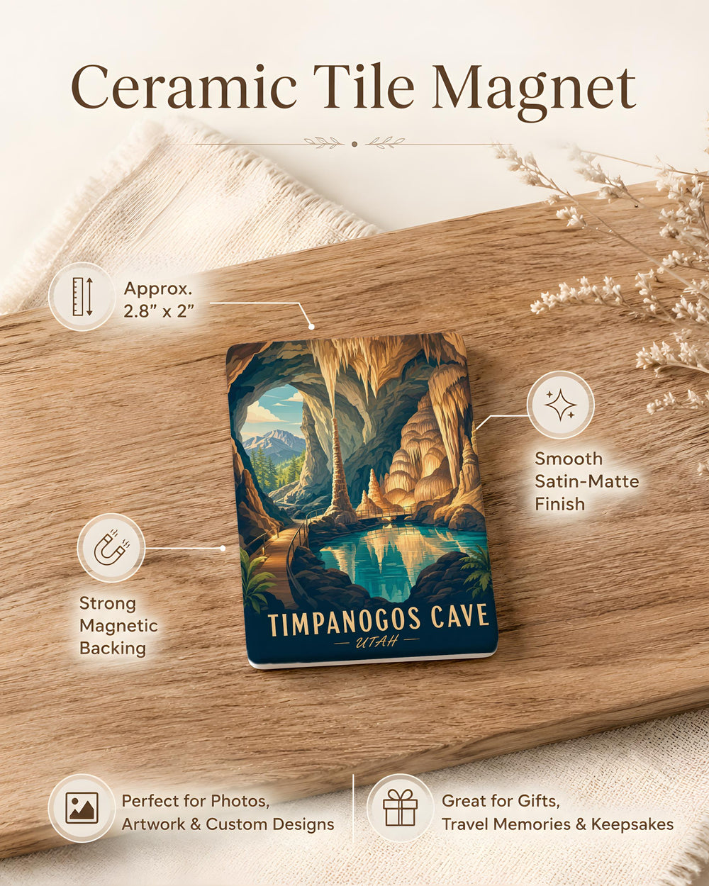 Timpanogos Cave Fridge Magnet, Utah Cave National Monument Souvenir, Alpine Scenic Travel Keepsake Magnet