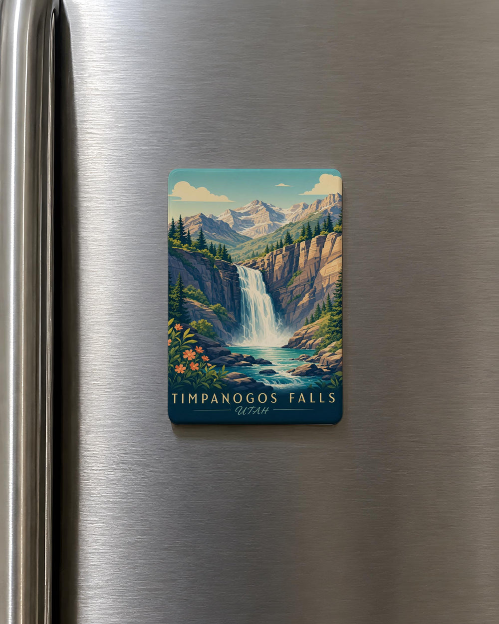 Timpanogos Falls Fridge Magnet, Utah Waterfall Souvenir, Mount Timpanogos Hiking Gift, Nature Travel Keepsake