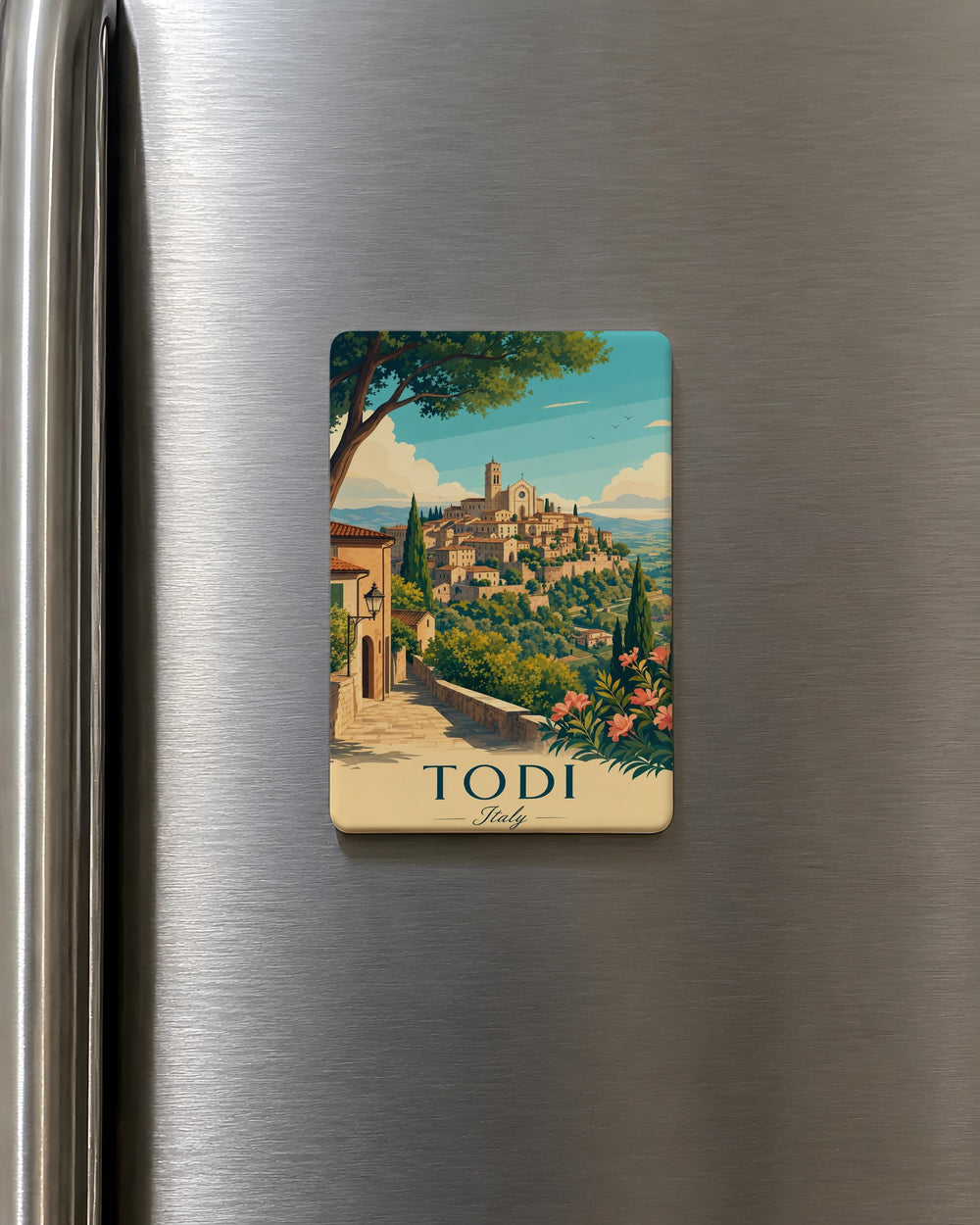 Todi Italy Fridge Magnet, Todi Umbria Travel Souvenir Magnet, Italian Hill Town Landmark Keepsake Magnet