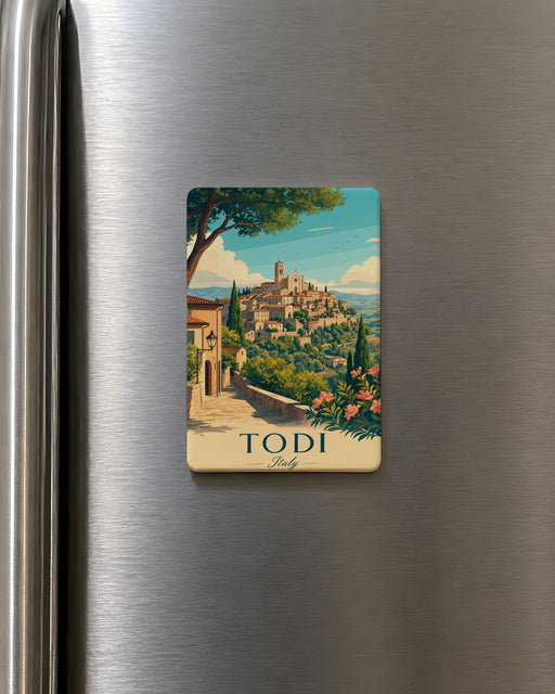 Todi Italy Fridge Magnet, Todi Umbria Travel Souvenir Magnet, Italian Hill Town Landmark Keepsake Magnet