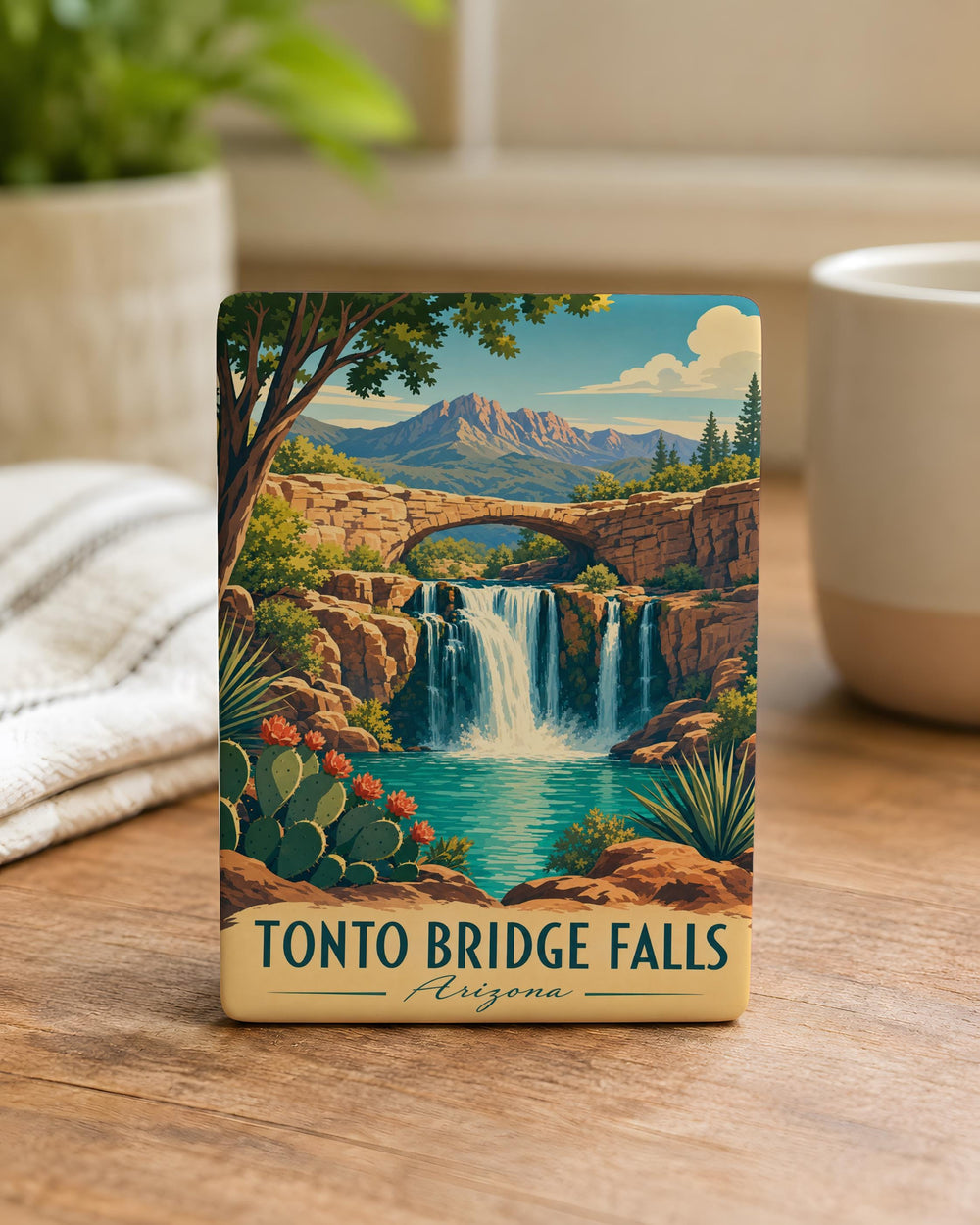 Tonto Bridge Falls Fridge Magnet, Arizona Waterfall Canyon Landmark Souvenir Magnet, Nature Travel Keepsake Gift