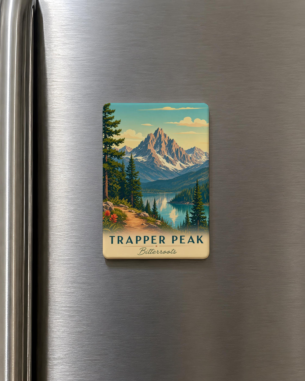 Trapper Peak Bitterroot Mountains Fridge Magnet, Montana Mountain Souvenir Magnet, Hiking Outdoors Travel Gift