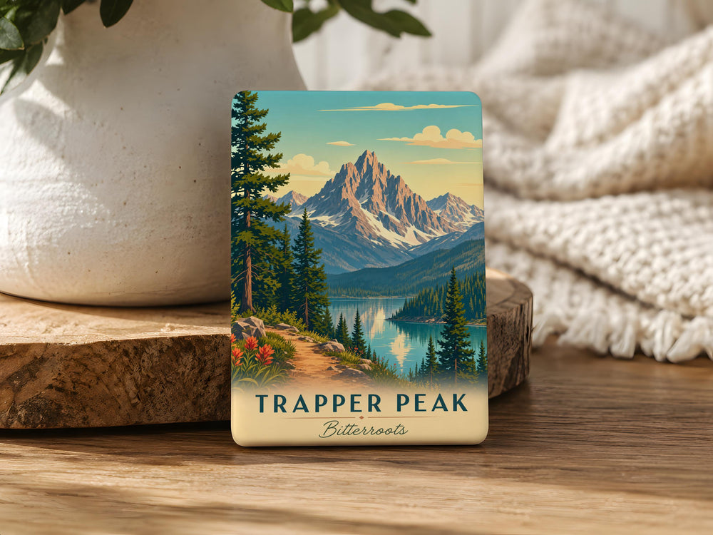 Trapper Peak Bitterroot Mountains Fridge Magnet, Montana Mountain Souvenir Magnet, Hiking Outdoors Travel Gift