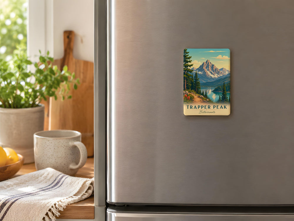 Trapper Peak Bitterroot Mountains Fridge Magnet, Montana Mountain Souvenir Magnet, Hiking Outdoors Travel Gift