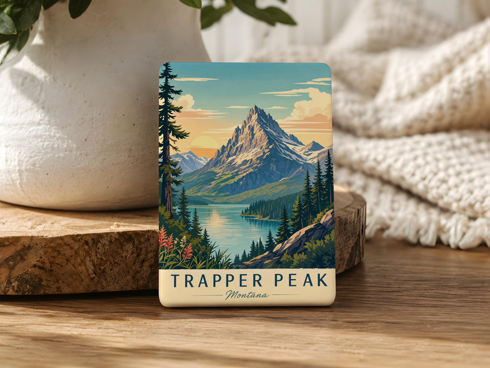 Trapper Peak Montana Fridge Magnet, Trapper Peak Mountain Souvenir Magnet, Montana Travel Keepsake Magnet