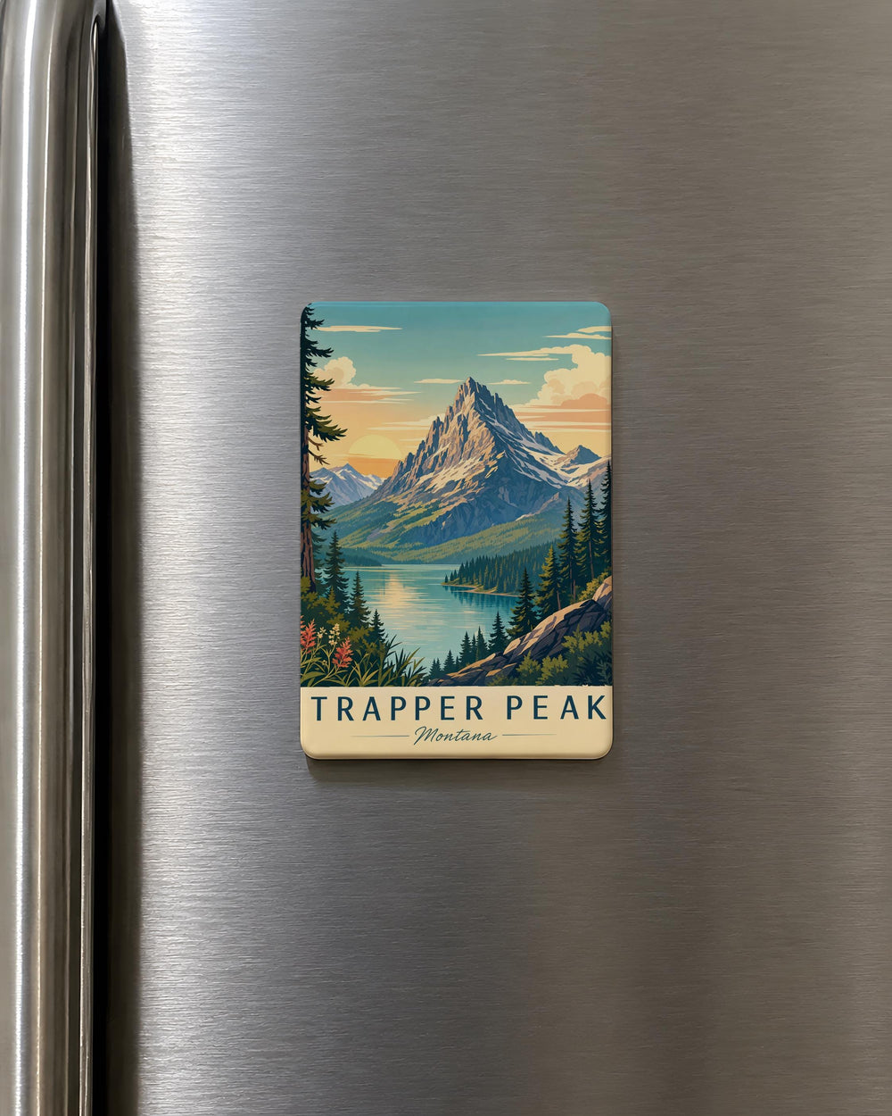 Trapper Peak Montana Fridge Magnet, Trapper Peak Mountain Souvenir Magnet, Montana Travel Keepsake Magnet