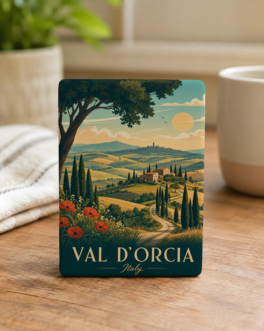 Val d’Orcia Italy Fridge Magnet, Tuscan Countryside Landscape Souvenir, Travel Gift, Val d’Orcia Keepsake Magnet