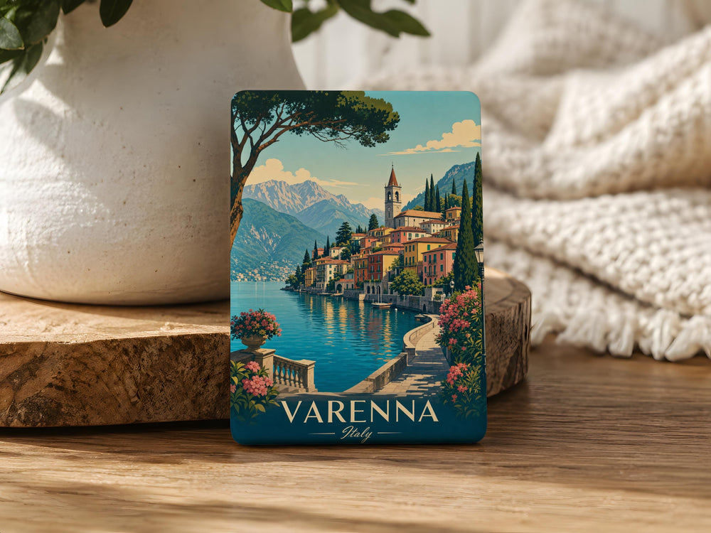 Varenna Town Fridge Magnet, Lake Como Italy Village Travel Souvenir, Italian Lakeside Street Scene Magnet