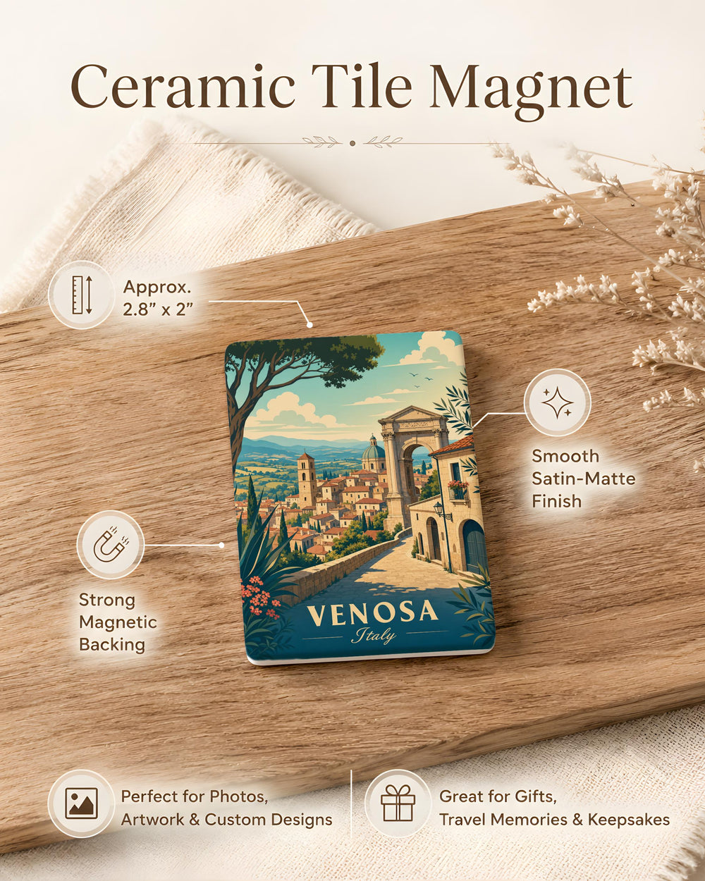 Venosa Italy Fridge Magnet, Venosa Travel Souvenir Magnet, Italy City Landmark Refrigerator Magnet, Italian Vacation Keepsake Gift