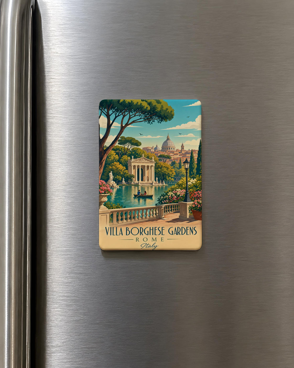 Villa Borghese Gardens Fridge Magnet, Rome Italy Park Landmark Souvenir, Travel Gift, Italian Garden Keepsake Magnet
