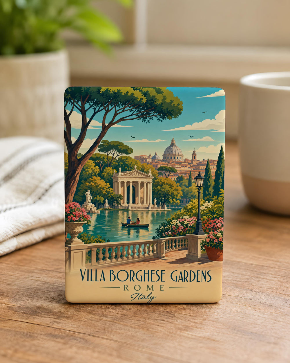 Villa Borghese Gardens Fridge Magnet, Rome Italy Park Landmark Souvenir, Travel Gift, Italian Garden Keepsake Magnet