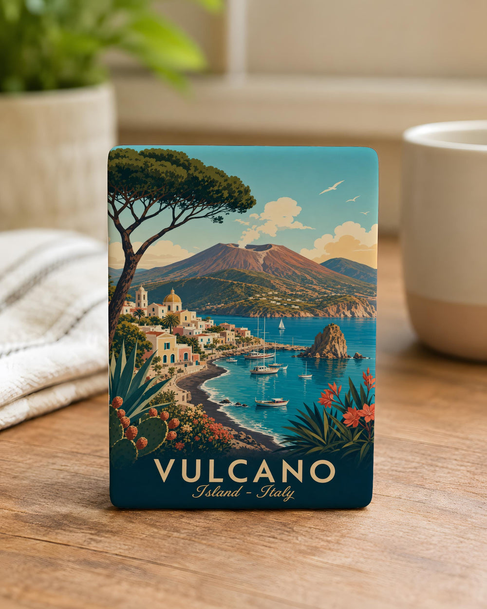 Vulcano Island Fridge Magnet, Vulcano Italy Souvenir Magnet, Aeolian Islands Travel Keepsake, Sicily Island Gift