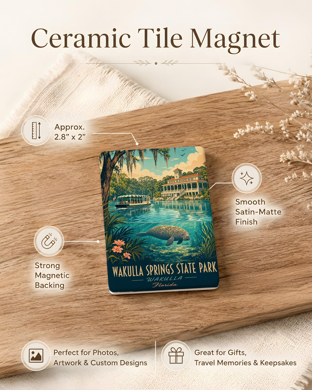 Wakulla Springs State Park Fridge Magnet, Florida Nature Souvenir, Spring Water Wildlife Travel Keepsake Magnet