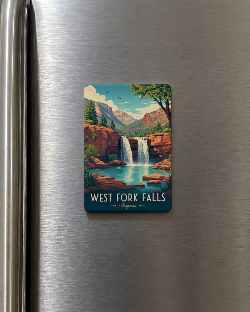West Fork Falls Arizona Fridge Magnet, Waterfall Scenic Travel Souvenir, Arizona Nature Landmark Magnet