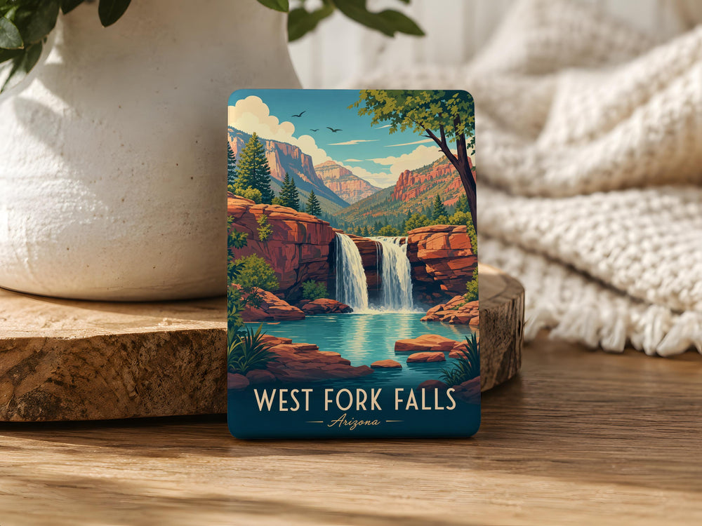 West Fork Falls Arizona Fridge Magnet, Waterfall Scenic Travel Souvenir, Arizona Nature Landmark Magnet