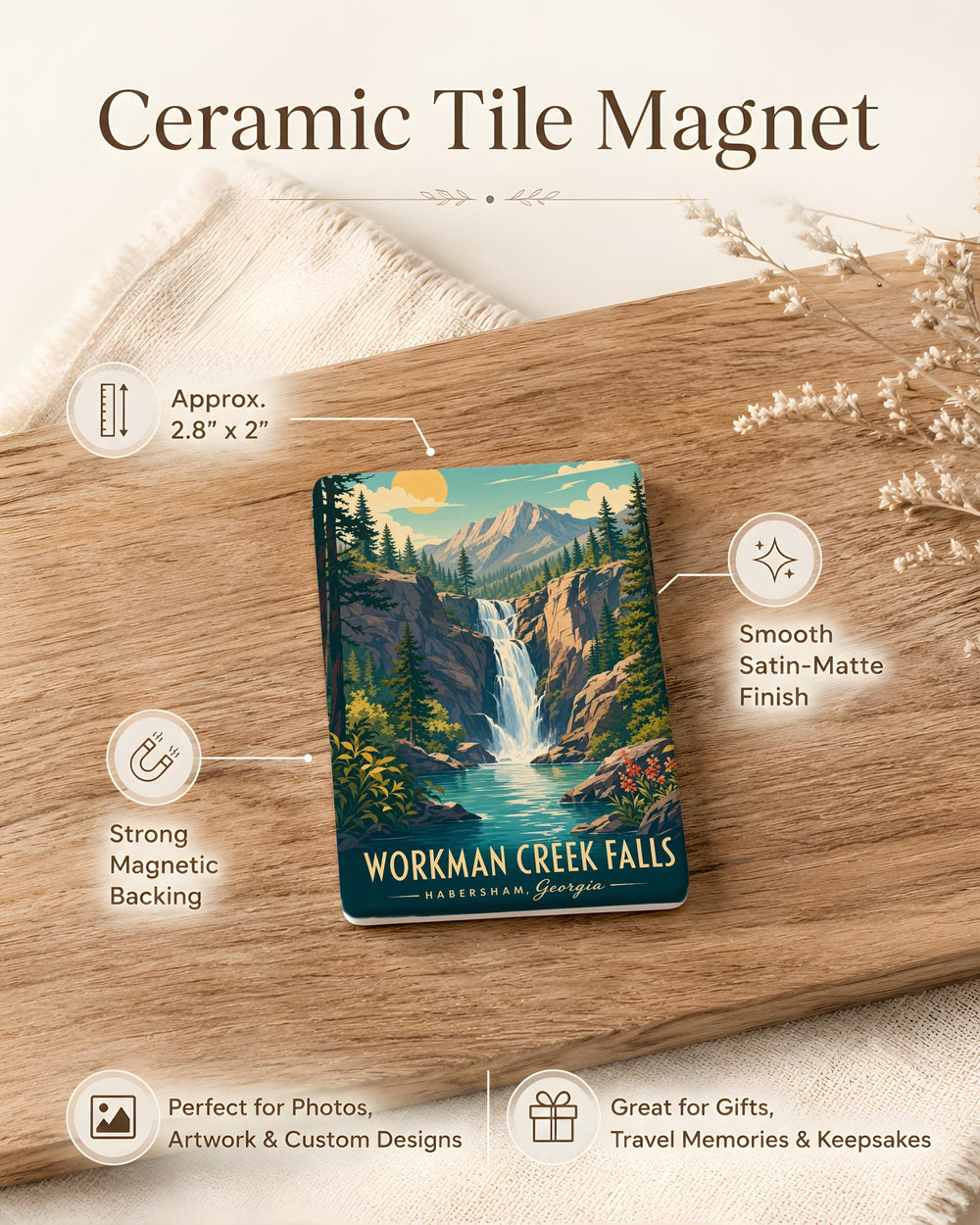 Workman Creek Falls Fridge Magnet, Arizona Waterfall Souvenir, Nature Travel Keepsake, Hiking Trail Gift