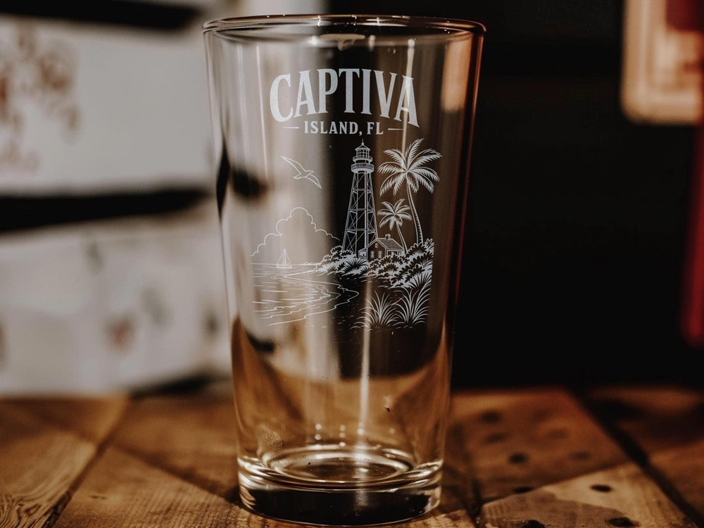 Captiva Island Florida Pint Glass, Captiva Island FL Souvenir Drinkware, Coastal Island Vacation Gift, Beach Bar Glass