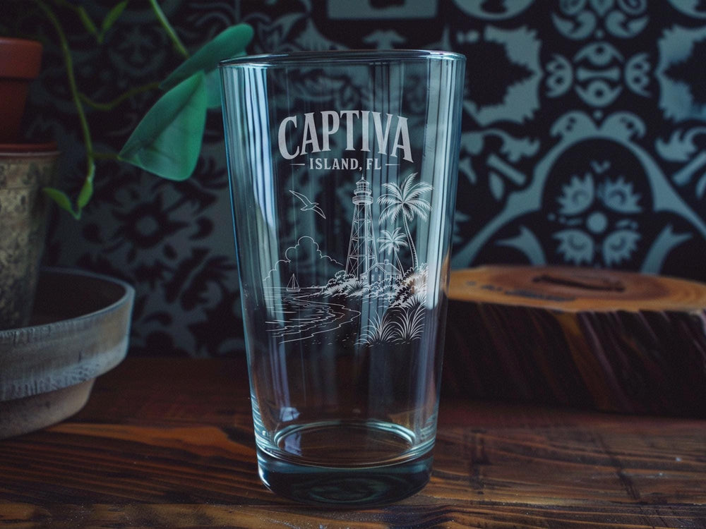 Captiva Island Florida Pint Glass, Captiva Island FL Souvenir Drinkware, Coastal Island Vacation Gift, Beach Bar Glass