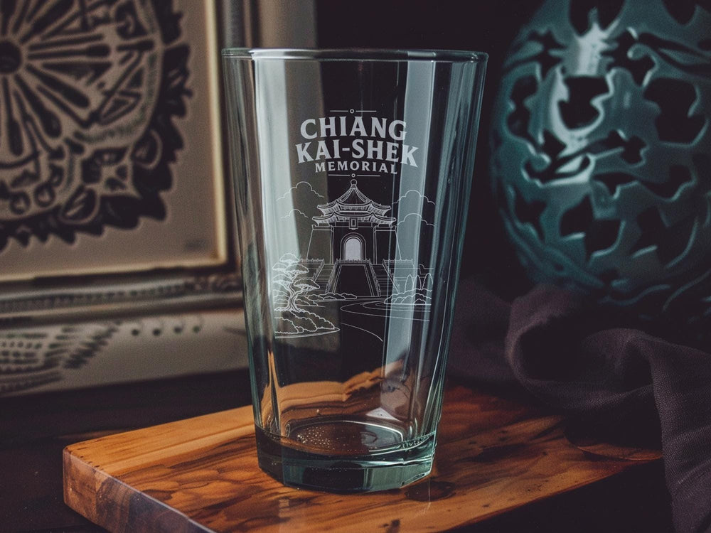 Chiang Kai-shek Memorial Hall Pint Glass, Taipei Landmark Souvenir Glass, Taiwan Travel Gift, National Monument Drinkware