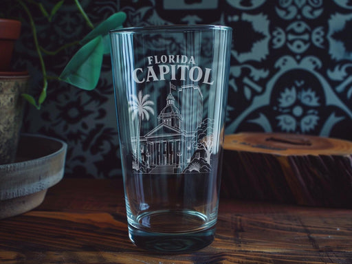 Florida State Capitol Building Pint Glass Tallahassee Souvenir Drinkware Florida Landmark Gift