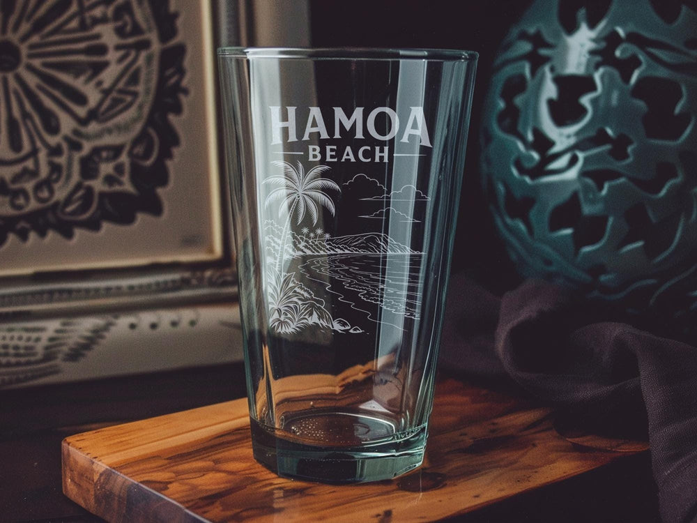 Hamoa Beach Pint Glass, Hawaii Beach Souvenir Drinkware, Tropical Island Coastal Vacation Gift
