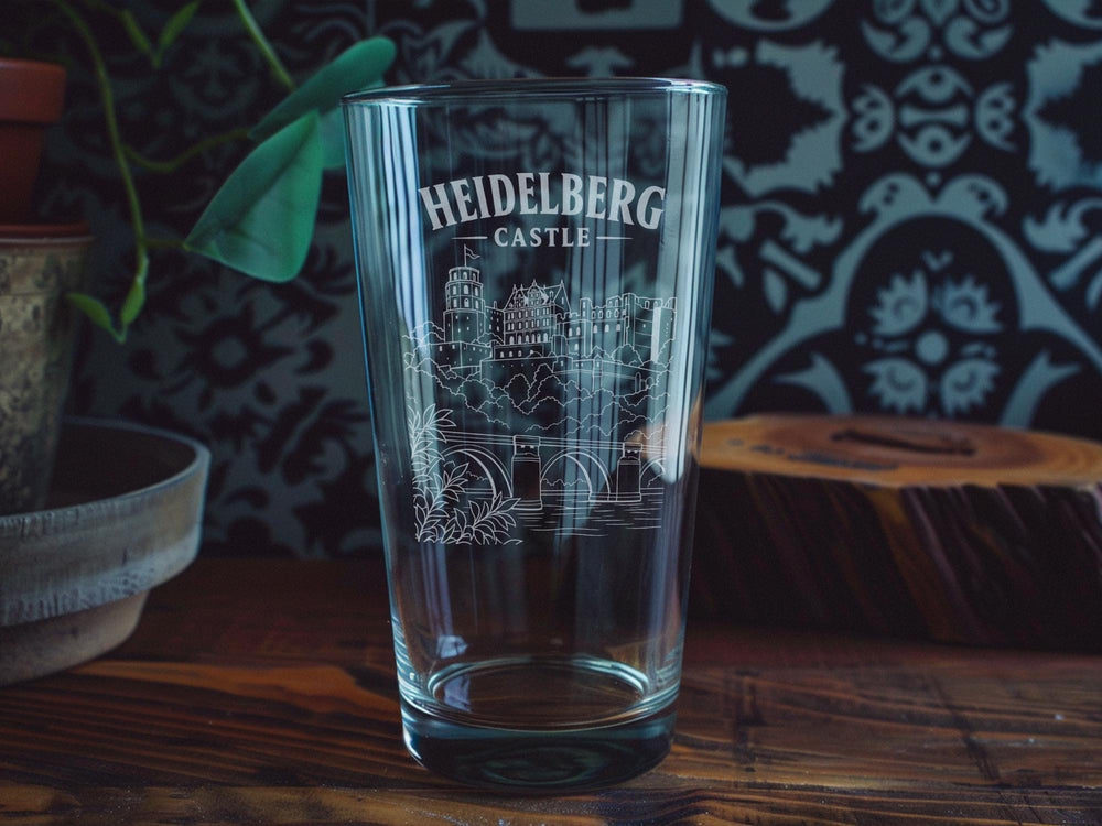 Heidelberg Castle Pint Glass, Germany Landmark Souvenir Beer Glass, Historic Castle Scenic Drinkware Gift