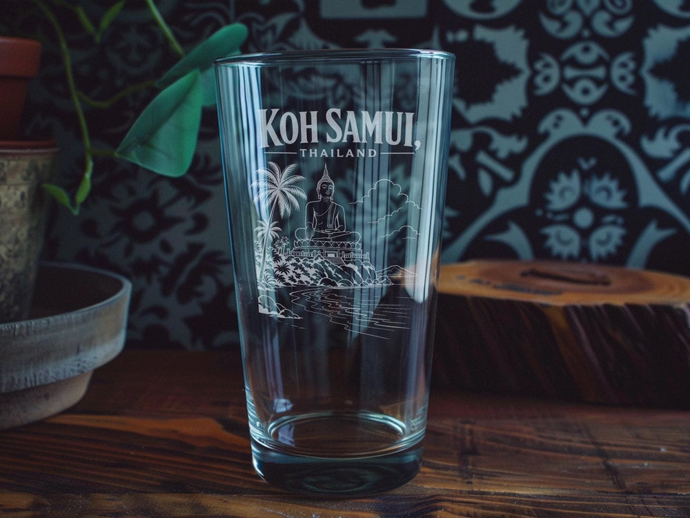 Koh Samui Thailand Pint Glass Souvenir Travel Drinkware Island Vacation Gift Beach Lover Bar Glassware