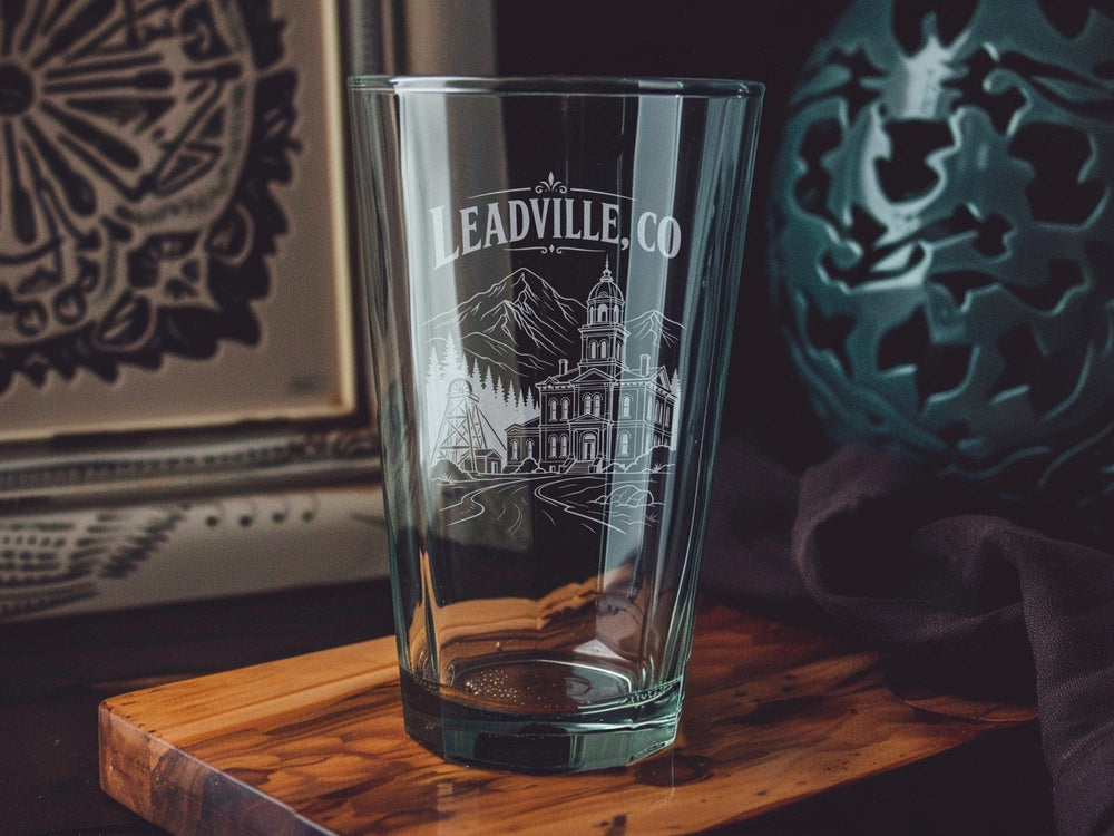 Leadville Colorado Pint Glass, Leadville CO Souvenir Beer Glass, Mountain Town Colorado Travel Gift Drinkware