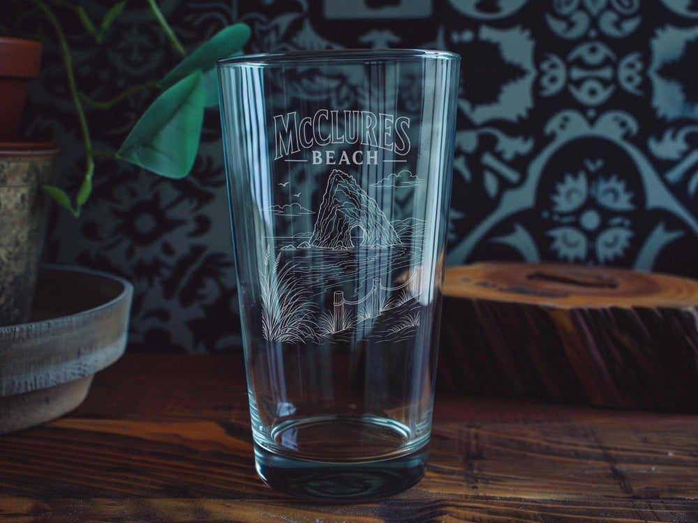 McClures Beach Pint Glass, Washington Coast Souvenir Glass, Olympic Peninsula Beach Gift, Pacific Northwest Travel Drinkware